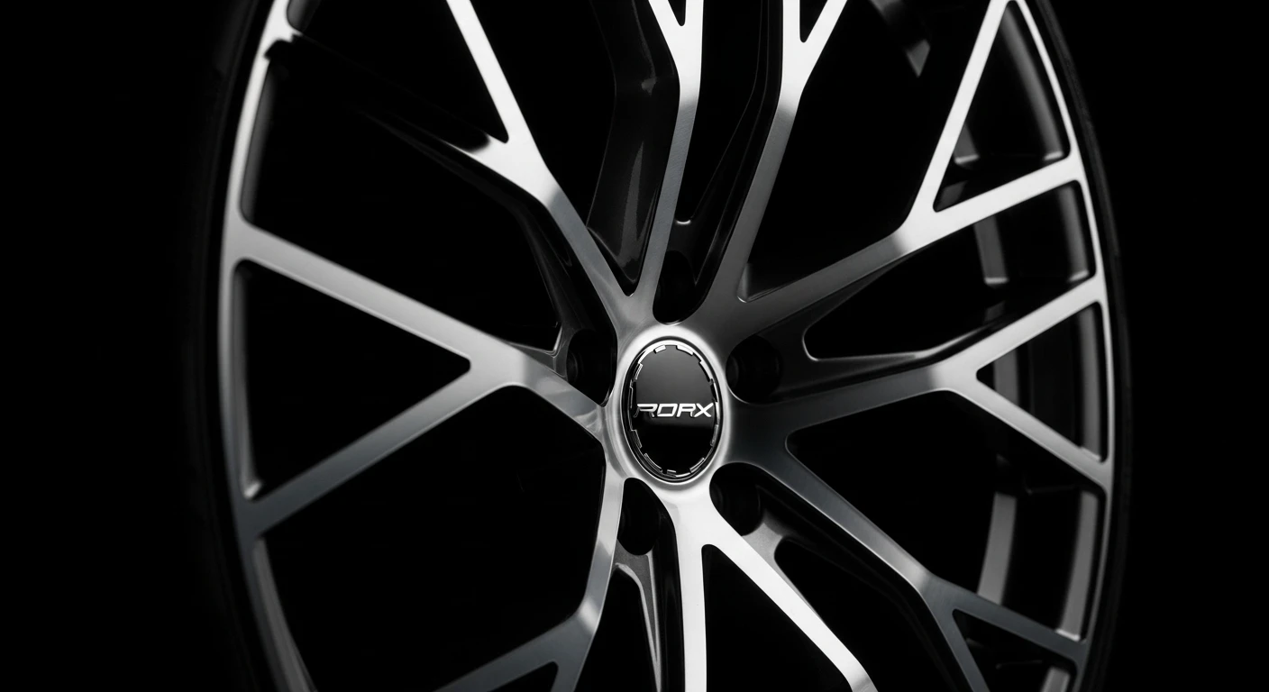 e1227145-165d-4853-bb8d-0adf3aa695bb Close-up of a modern, multi-spoke alloy wheel with a dark, machined or diamond-cut finish, representing the premium style offered by top alloy wheel brands in India like Neo Wheels or Plati.