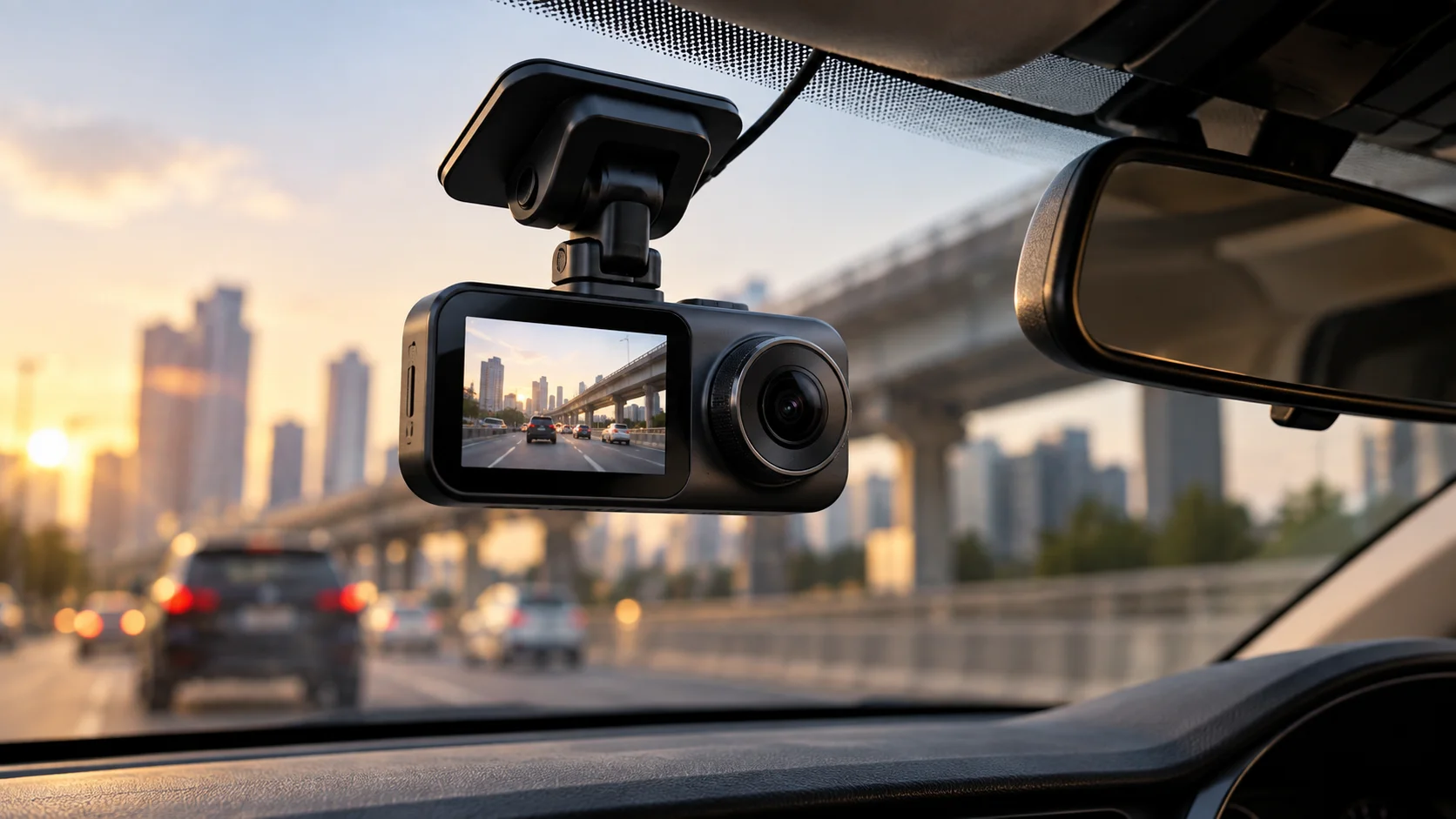 image1 (13) CP Plus CarKam dash camera mounted neatly on a car windshield